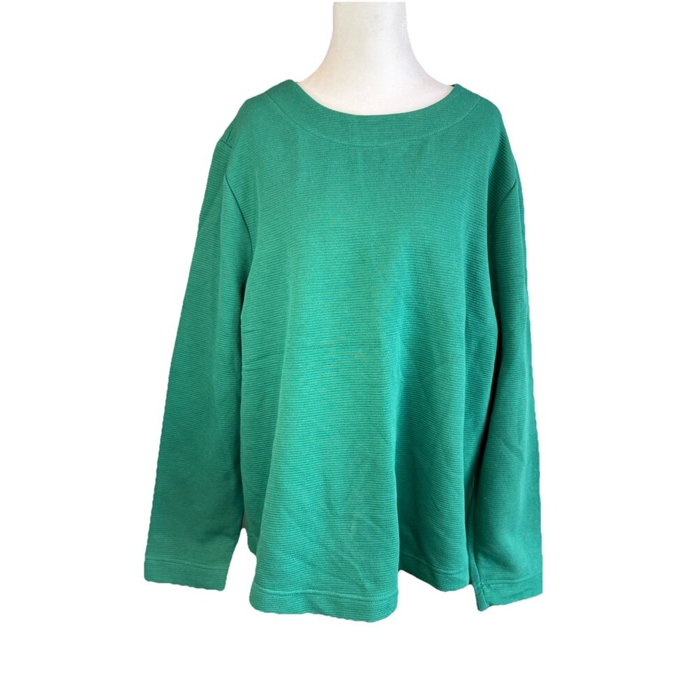 Croft & Barrow Women’s Top Size XXL Green Peacock Long Sleeve Boatneck NWT